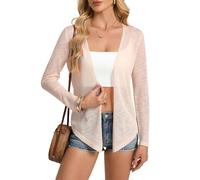 GRACE KARIN Women's Long Sleeve Open Front Cardigans Summer Lightweight Casual Solid Tops Light Pink L