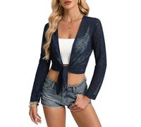 GRACE KARIN Women's Long Sleeve Open Front Cardigans Summer Lightweight Casual Solid Tops Navy Blue L