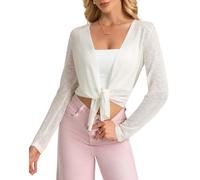 GRACE KARIN Women's Long Sleeve Open Front Cardigans Summer Lightweight Casual Solid Tops White XL