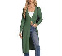 GRACE KARIN Women's Long-Sleeve V-Neck Long Cardigan Spring Lightweight Cardigans Army Green M