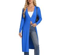 GRACE KARIN Women's Long-Sleeve V-Neck Long Cardigan Spring Lightweight Cardigans Blue L