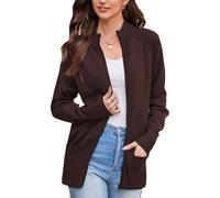 Grace Karin Womens Long Sleeve Zip Up Knit Cardigan with Pockets Stand Collar Full Zip Sweater Coats Trendy Fall Jackets, Chocolate Brown, XL