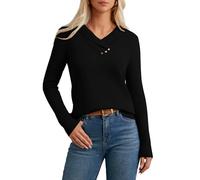 GRACE KARIN Women's Loose Fit V Neck Jumper Casual Shawl Lapel Sweater