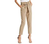 GRACE KARIN Women's Paper Bag Waist Pants Slim Fit Casual Office Pencil Pants, Light Tan, XL