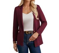 GRACE KARIN Women's Regular Fit Cardigans Button-up Notch Lapel Long Sleeves Knitted Blazer Sweater Wine S