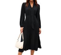 GRACE KARIN Women's Retro Bow Tie midi Dress Long Sleeve A-Line Tea Dress for Work Office Business Black 48