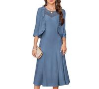 GRACE KARIN Women's Sequin Sleeveless Dress Round-Neck High Waist Elegant Evening Dresses 2 Piece Midi Dress with Cardigan Peacock Blue S