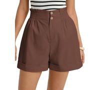 GRACE KARIN Women's Shorts Lightweight Comfy Travel Shorts with Coconut Shell Buttons Brown L