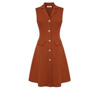 GRACE KARIN Women's Sleeveless Button Down Work Professional Dresses | Structured A-line dress for business & church, Flatters curves, fits fuller busts, Faux buttons & pockets keep sl it