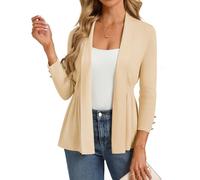 GRACE KARIN Women's Slim-Fit Cardigan 3/4 Sleeves Open Front Casual Lightweight Tops Apricot S
