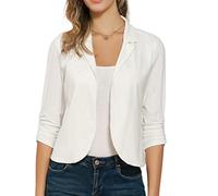 GRACE KARIN Womens Smart Casual Short Fitted Open Blazer Bolero Cardigan 3/4 Sleeve Ivory White 2XL