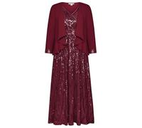 GRACE KARIN Womens Sparkly Sequin Evening Growns Dresses Elegant Formal Maxi Dress Wedding Guest Occasion Dresses Chiffon Mother of The Bride Outfits Wine Red Size 20