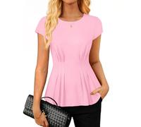 GRACE KARIN Women's Summer Peplum Tops Cap Sleeve Blouses Fit Work Shirt