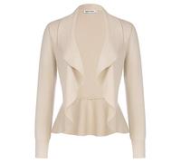 GRACE KARIN Women's Summer Shawl Cardigan Open Front Long Sleeves Knitted Boleros Sweater XL Beige