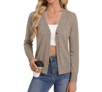 GRACE KARIN Womens Summer V-Neck Long Sleeve Button Front Cardigan Khaki