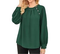 GRACE KARIN Women's Tops Elegant Long Lantern Sleeves Blouses for Women UK Formal Office Work Top Elegant Dark Green XXL