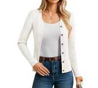 GRACE KARIN Womens V-Neck Long Sleeve Ribbed Knit Cardigan Sweater for Wedding Guest Party Daily CL2587-02/White XL
