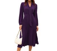 GRACE KARIN Women's V-Neck Pleated Sleeveless A-line Dress for Work Retirement and Party Purple 42