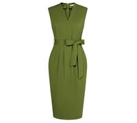 GRACE KARIN Women's V-Neck Sleeveless Cocktail Dress Elegant Formal Evening Midi Work Dresses Army Green L