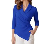 GRACE KARIN Women's V-Neck Slim Tunic Tops Elegant Winter 3/4 Long Sleeve Tops for Women UK Royal Blue S