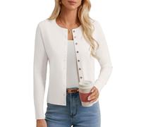 GRACE KARIN Women's White Cardigan Classic Crew Neck Slim Fit Bolero Summer Lightweight Open Front Cardigan for Dress White M