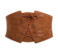 GRACE KARIN Women's Wide Waist Renaissance Corset Belt Belt (pack of 2) | Lace-up Front, Press Button Back, Wide Elastic, Pirate, Steampunk, for Ren Faire, Daily, Party, Dresses, Shirts