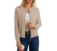 GRACE KARIN Women's Zip Up Cardigans Sweaters Lightweight Soft Jackets Autumn Winter Jacket with Pockets Khaki XL