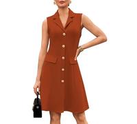 GRACE KARIN Work Dresses for Women UK Formal Elegant Sleeveless Dresses Summer Lapel Collar Office Casual Dresses L Orange