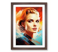 Grace Kelly Futurism Framed Print | A2 Walnut Framed Wall Art | Ready to Hang | Modern Nature Picture | Living Room Bedroom Lounge Office