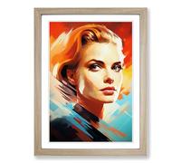 Grace Kelly Futurism Framed Wall Art Print A2 Oak