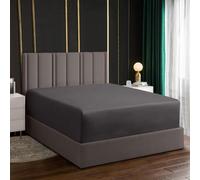 Grace King Size Fitted Sheets - Deep Fitted Sheets 40 cm (16 inch) Plain dyed Bedsheets Easy Care Soft Brushed Microfibre Fabric Shrinkage and Fade Resistant Bottom Sheet - Charcoal