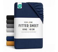 Grace King Size Fitted Sheets Extra Deep Pocket 40 cm (16 inches) Durable Elastic Bed Sheets - Premium Microfiber Fitted Sheets King Size - Ultrasoft Hypoallergenic Fade Resistant