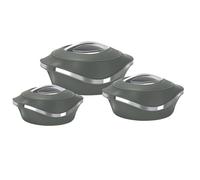 GRACE KITCHEN Cookware - 3-Piece Insulated Hot Pot Set - Stainless Steel Thermal Casserole Dishes with Lids & Side Handles - Keeps Food Warm for Hours - 1L, 1.5L, 2.5L