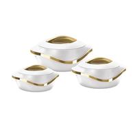 GRACE KITCHEN Cookware - 3-Piece Insulated Hot Pot Set - Stainless Steel Thermal Casserole Dishes with Lids & Side Handles - Keeps Food Warm for Hours - 1L, 1.5L, 2.5L