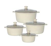 GRACE KITCHEN Cookware - 4Pc Die Cast Aluminium Non Stick Casserole Pots with Lids - Induction Stockpot Set for All Hobs - Tempered Glass Lids with Steam Vent