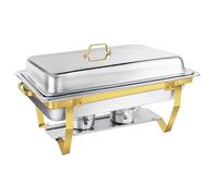GRACE KITCHEN Cookware Chafing Dishes for Buffet, Stainless Steel Chafer Set - Gold & Silver Buffet Warmers with Food Pans, Lids & Stands for Catering, Parties & Events (1, Silver-Gold)