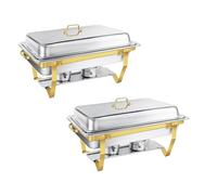 GRACE KITCHEN Cookware Chafing Dishes for Buffet, Stainless Steel Chafer Set - Gold & Silver Buffet Warmers with Food Pans, Lids & Stands for Catering, Parties & Events (2, Silver-Gold)