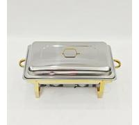 GRACE KITCHEN Cookware Chafing Dishes for Buffet, Stainless Steel Chafer Set - Gold & Silver Buffet Warmers with Food Pans, Lids & Stands for Catering, Parties & Events (4, Silver-Gold)