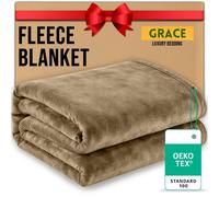Grace Lazzaro Flannel Fleece Ultrasoft Throw Blankets in Camel | Size: 150 cm x 200 cm grace Camel 150 cm x 200 cm