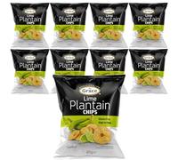 Grace Lime Plantain Chips 85g Pack of 9 Vegan Citrus Salted Bites High in Fibre Gluten Free Banana Crisps Snack with Welari Thank You Card | (9pack) (765g)
