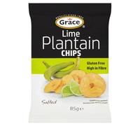 Grace Lime Plantain Chips 9x85g Crunchy Plantain Slices Zesty Lime Flavour