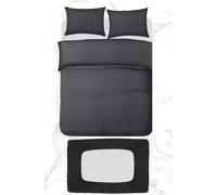 Grace Luxury 4 Piece Duvet Cover Set with Fitted Sheet in Charcoal | Size: Single grace Charcoal Single