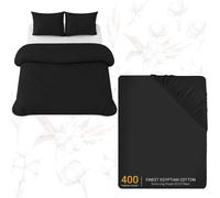 Grace Luxury Cotton Duvet Cover Set with Matching Fitted Sheet in Black | Size: Single grace Black Single