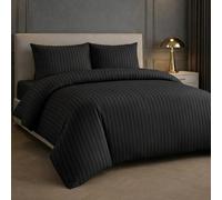 Grace Luxury Embossed Stripes 2 Pack Duvet Cover Set in Black | Size: Super King grace Black Super King