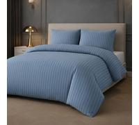 Grace Luxury Embossed Stripes 2 Pack Duvet Cover Set in Blue | Size: King grace Blue King