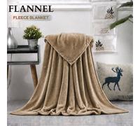Grace Luxury Soft Flannel Fleece Blanket Cozy Throw Blanket in Camel | Size: 130 cm x 150 cm grace Camel 130 cm x 150 cm