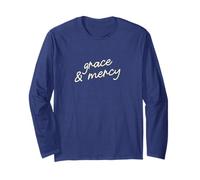 Grace & Mercy Christian Minimalist Faith Script Long Sleeve T-Shirt