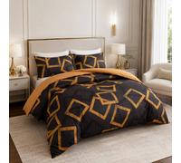 Grace Modern Reversible Microfiber Duvet Cover Set Easy Care Bedding in Gold | Size: Super King grace Gold Super King