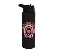 Grace Name Cute Personalized Heart Love Rainbow Stainless Steel Insulated Water Bottle
