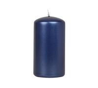 Grace Navy Blue Varnished Shimmer Metallic Shine Pillar Candle (Large Pillar)
